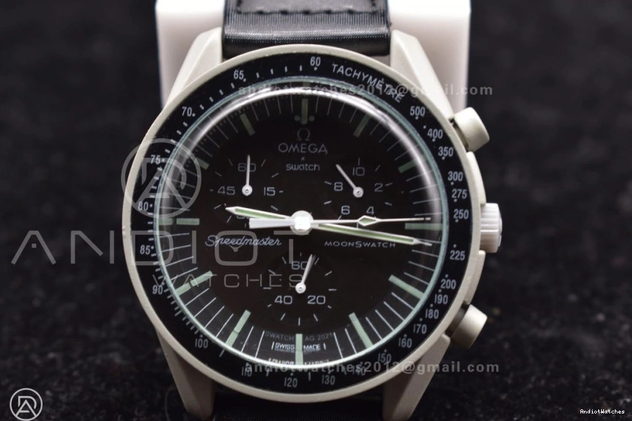 Nylon 1184 Swatch Mission Quartz Moon x on Omega The to Strap Bioceramic Vibrant Moonwatch 1227